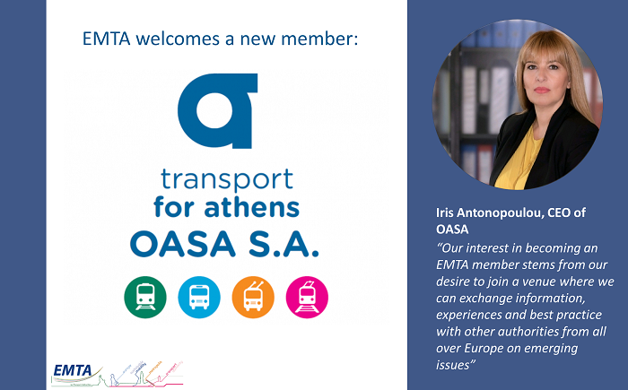 EMTA welcomes a new member: Athens Urban Transport Organization S.A. (OASA SA)