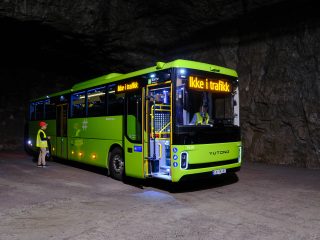 A Yutong bus in a testing location